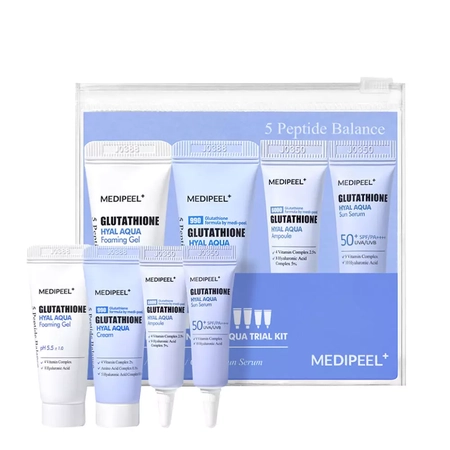 MEDI-PEEL GLUTATHIONE HYAL AQUVA TRIAL KIT - ЗВОЛОЖУЮЧИЙ ПОВНОЦІННИЙ ДОГЛЯД ДЛЯ ОСВІТЛЕННЯ ШКІРИ