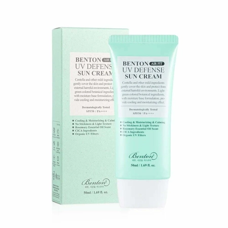 Сонцезахисний крем з центелою для обличчя Benton Air Fit Uv Defense Sun Cream Spf50+/Pa++++, 50 мл
