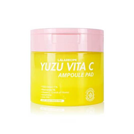 ОСВЕЩАЮЩИЕ ПАДЫ ДЛЯ ЛИЦА С ЭКСТРАКТОМ ЮДЗУ И ВИТАМИНОМ C LALARECIPE YUZU VITA C AMPOULE PAD, 80 ШТ