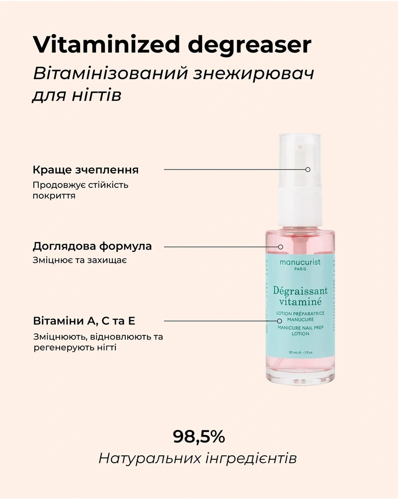 Знежирювач для нігтів Manucurist Degraissant Vitamine, 30 мл