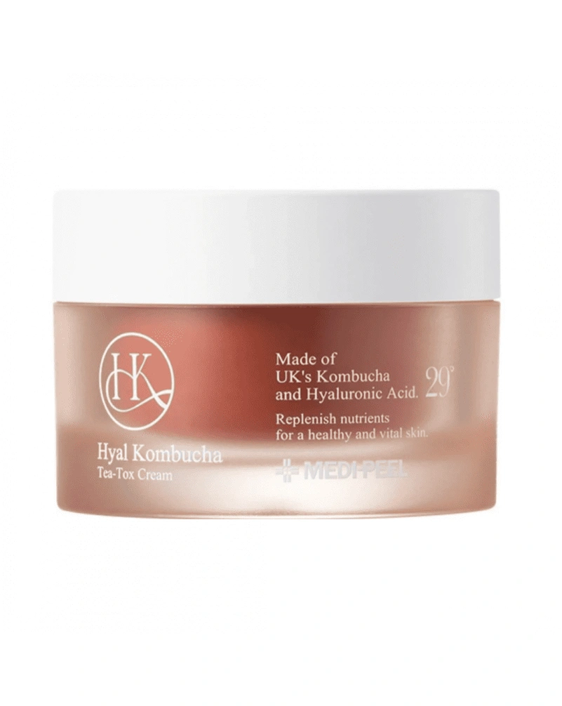 Ампульний крем для підвищення еластичності medi-peel hyal kombucha tea-tox cream, 50 мл