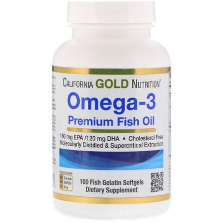 CALIFORNIA GOLD NUTRITION, ОМЕГА-3, РИБ'ЯЧИЙ ЖИР ПРЕМІАЛЬНОЇ ЯКОСТІ, 100 РИБНО-ЖЕЛАТИНОВИХ КАПСУЛ