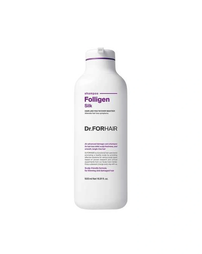 Шампунь для сухого та пошкодженого волосся dr.forhair folligen silk shampoo, 500 мл