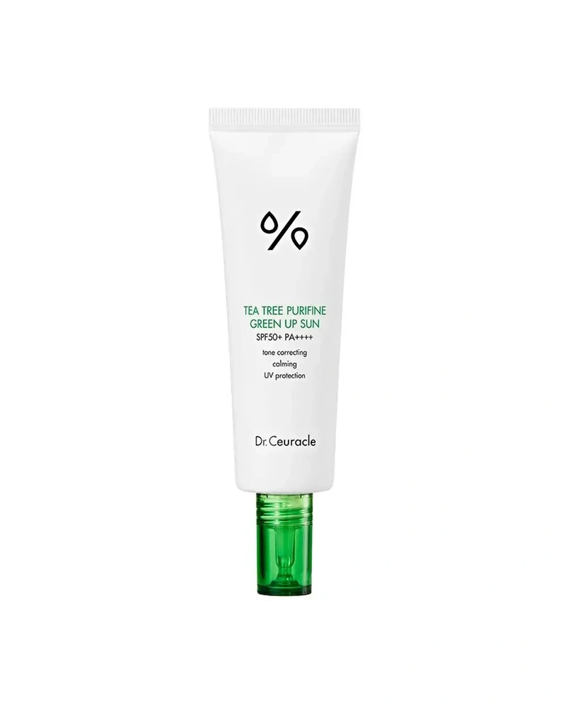 Dr.Ceuracle Tea Tree Purifine Green Up Sun SPF 50+ PA++++ - Сонцезахисний крем для нейтралізації почервонінь,50 мл.