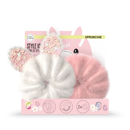 INVISIBOBBLE SPRUNCHIE KIDS Easter Cotton Candy - Резинка-браслет для волосся (біла/рожева),2 шт.