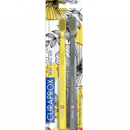 CURAPROX "GREY AND YELLOW 2021", 5460 ULTRA SOFT, D - 0.10 MM. - НАБІР УЛЬТРА М'ЯКИХ ЗУБНИХ ЩІТОК, 2 шт.