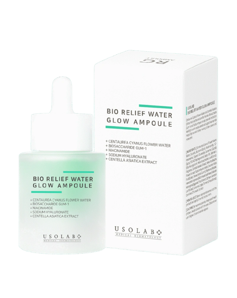 Успокаивающая, гидратирующая и противоотечная сыворотка usolab bio relief water glow ampoule, 30 мл