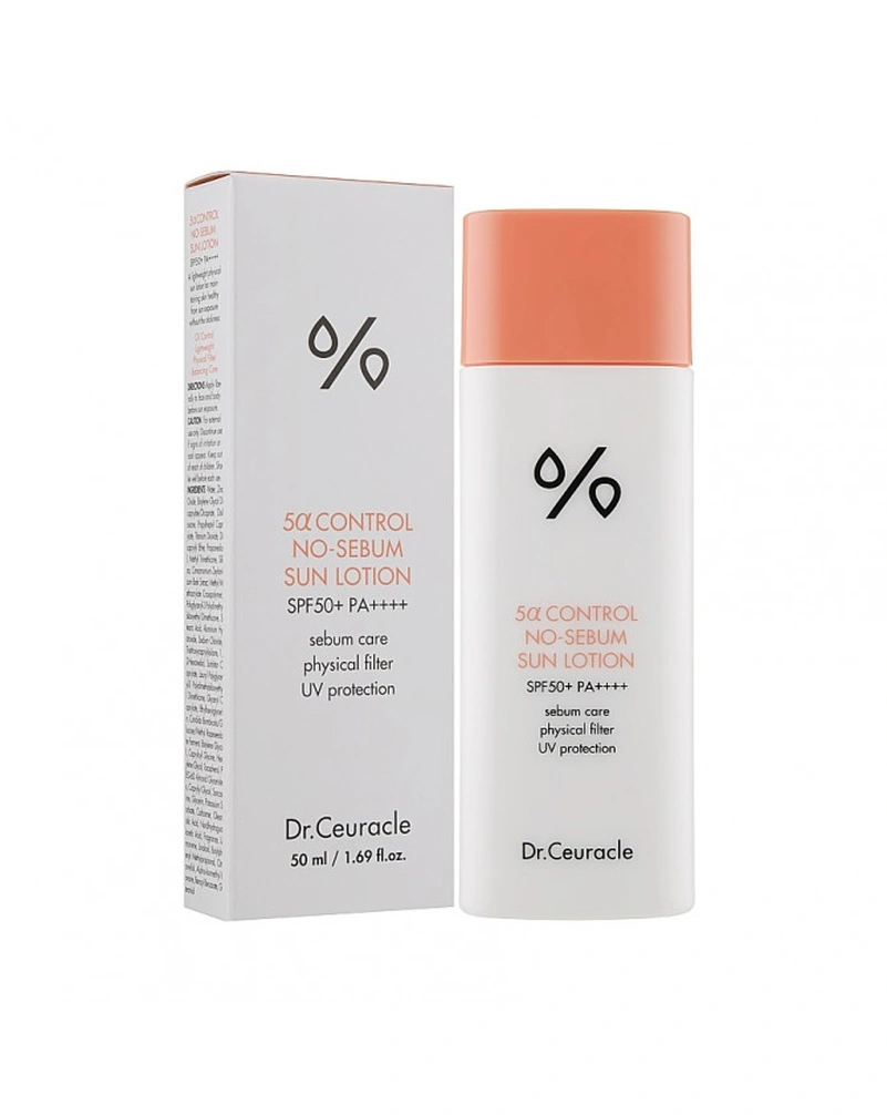 DR. CEURACLE 5Α CONTROL NO SEBUM SUN LOTION SPF 50+ - СОНЦЕЗАХИСНИЙ КРЕМ, 50МЛ