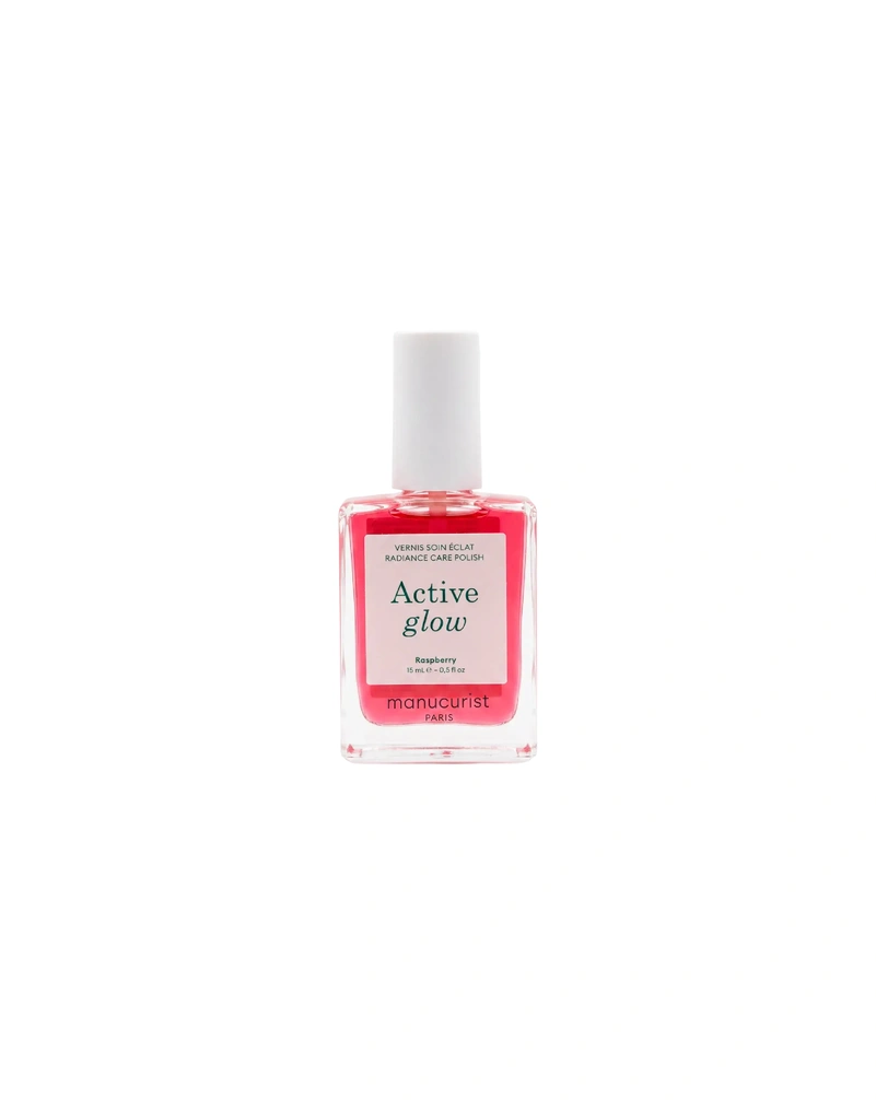 Лак для нігтів з персиково-рожевим глянцевим ефектом manucurist active glow raspberry, 15 мл