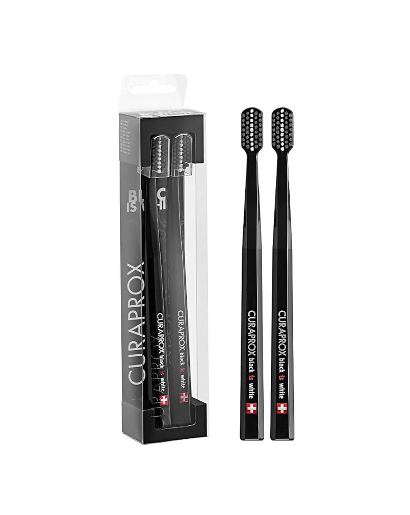 Набір ультра м'яких зубних щіток (чорна/чорна ) - curaprox 'black/black ' ultra soft cs 5460/2,d 0,10 мм