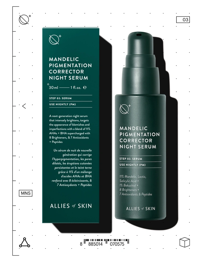 Нічна сироватка для обличчя allies of skin mandelic pigmentation corrector night serum, 30 мл