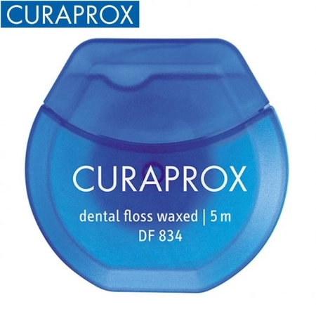 CURAPROX DENTAL FLOSS WAXED ( DF 834  mini ) -  НИТКА МІЖЗУБНА ВОЩЕНА З АРОМАТОМ М`ЯТИ, 5 М