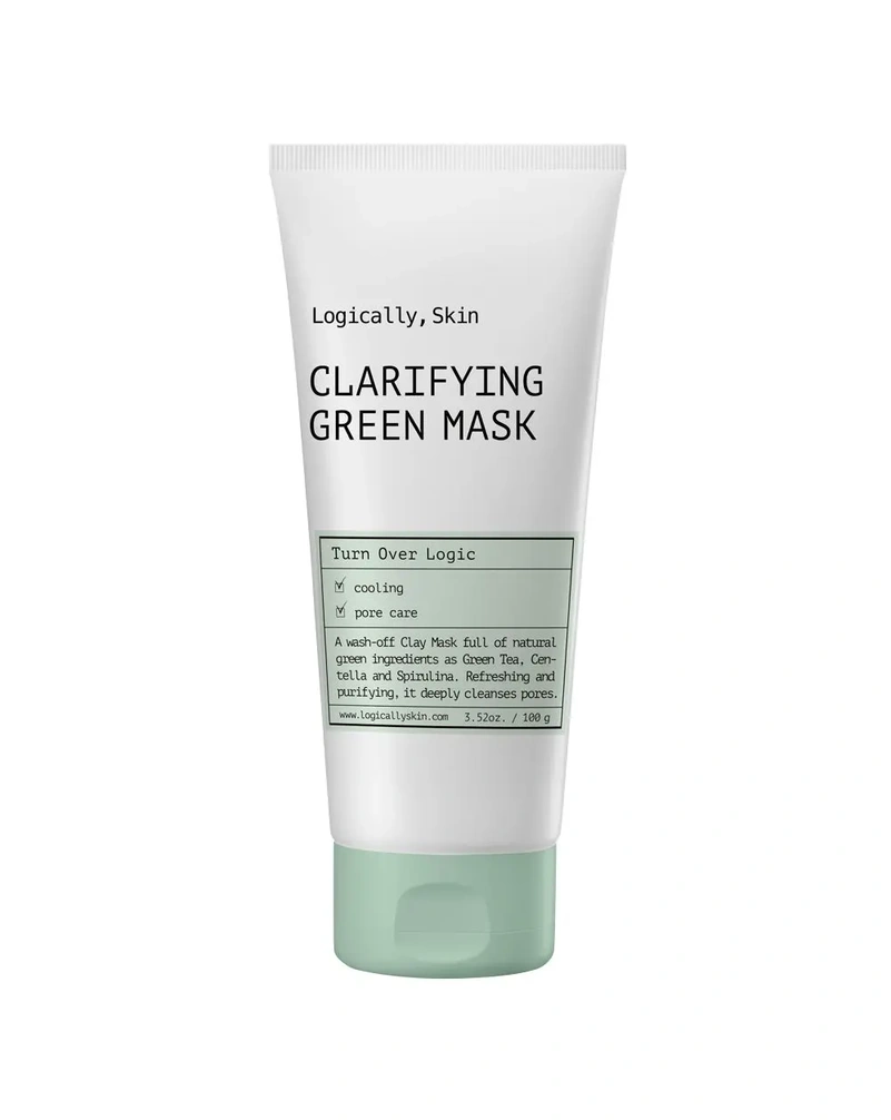 Очищувальна маска з глиною та спіруліною logically, skin clarifying green mask, 100 г.