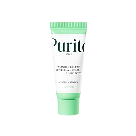 PURITO SEOUL WONDER RELEAF CENTELLA CREAM UNSCENTED- МІНІАТЮРА КРЕМУ ДЛЯ ЧУТЛИВОЇ ШКІРИ З ЦЕНТЕЛЛОЮ БЕЗ ЕФІРНИЙ ОЛІЙ, 15 МЛ