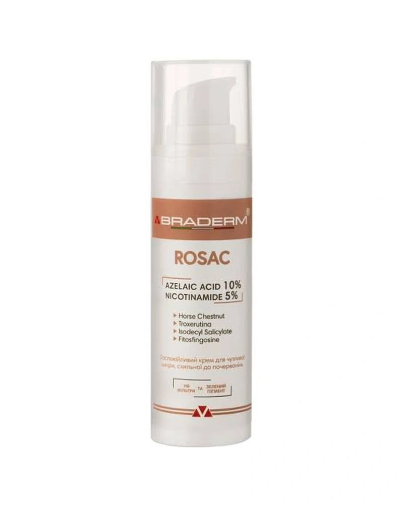 Заспокійливий крем для чутливої шкіри braderm rosac cream, 30 мл