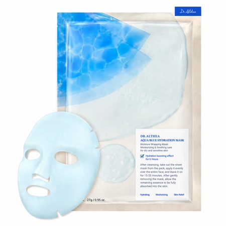 Зволожуюча тканинна маска для обличчя з азуленом і агавою DR. ALTHEA Aqua Blue Hydration Mask