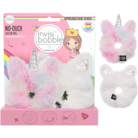 INVISIBOBBLE SPRUNCHIE KIDS BunnyCorn - Резинка-браслет для волосся (біла/веселкова), 2 шт.