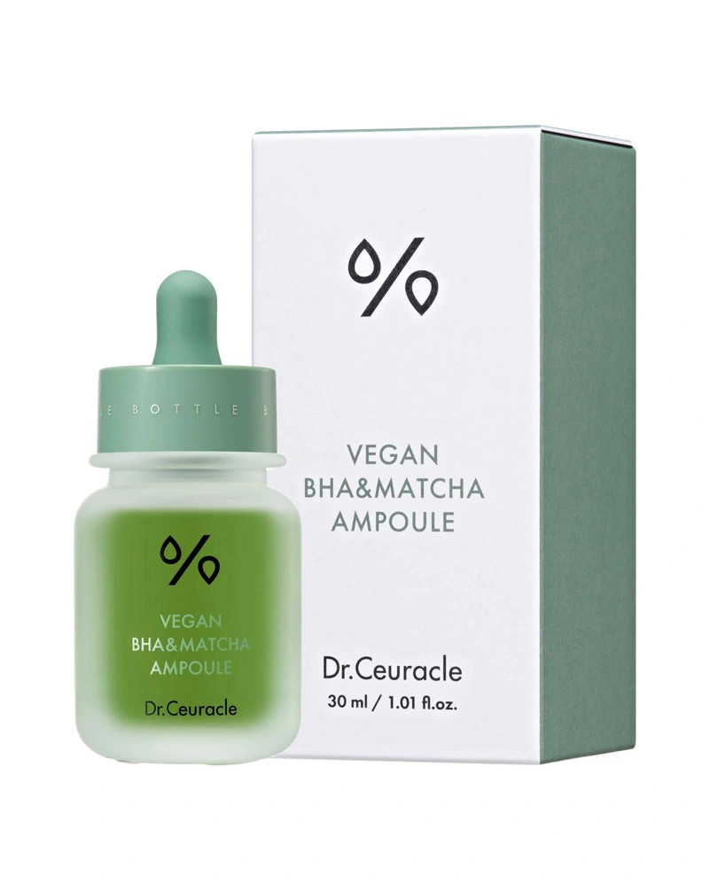 DR.CEURACLE VEGAN BHA&MATCHA AMPOULE-АМПУЛЬНА СИРОВАТКА З BHA КИСЛОТОЮ ТА ЕКСТРАКТОМ ЧАЮ МАТЧA,30 МЛ