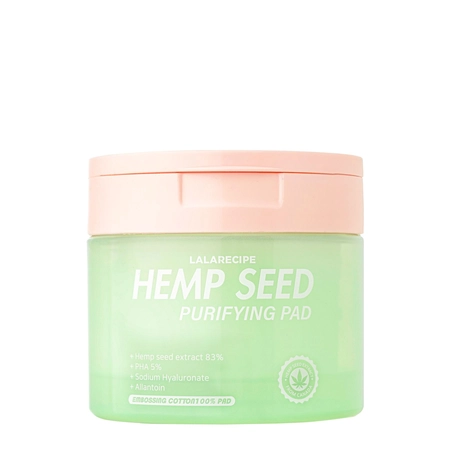 ОЧИЩАЮЩИЕ ТОНЕР-ПАДЫ ДЛЯ ЛИЦА С КОНОПЛЕЮ LALARECIPE HEMP SEED PURIFYING PAD, 70 ШТ