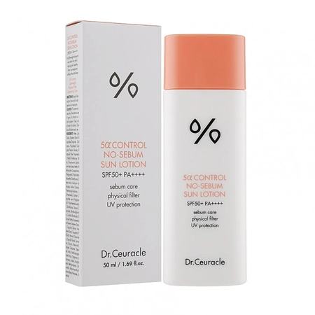 DR. CEURACLE 5Α CONTROL NO SEBUM SUN LOTION SPF 50+ - СОНЦЕЗАХИСНИЙ КРЕМ, 50МЛ