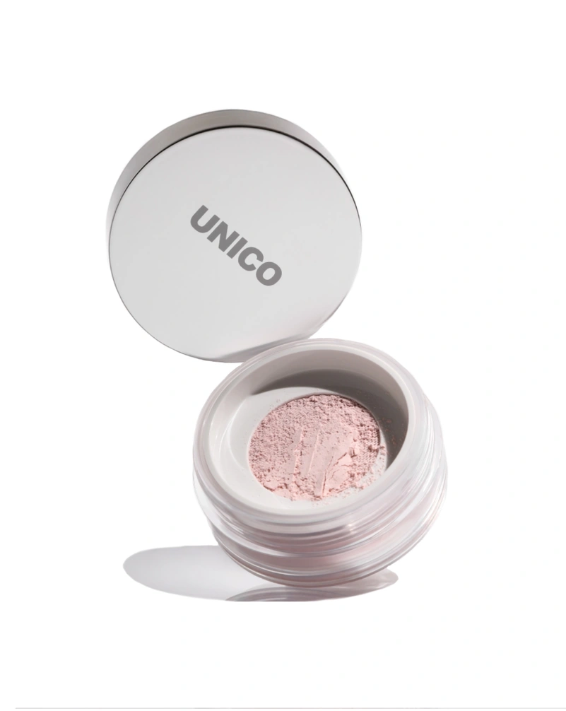 Рожева сяйлива фінішна пудра для обличчя unico setting & finishing powder pink aura, 10 г