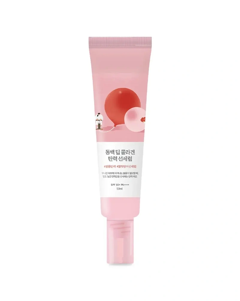 Сонцезахисна сироватка з колагеном round lab camellia deep collagen firming sun serum, 50 мл