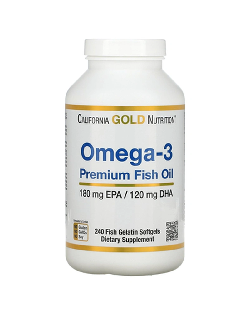 CALIFORNIA GOLD NUTRITION, ОМЕГА-3, РИБ'ЯЧИЙ ЖИР ПРЕМІАЛЬНОЇ ЯКОСТІ, 240 РИБНО-ЖЕЛАТИНОВИХ КАПСУЛ