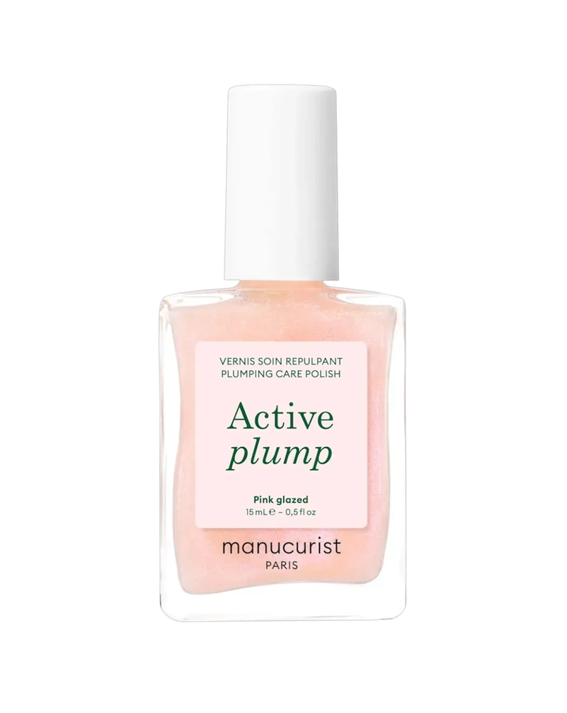 Лак для нігтів з колагеном з перламутровим ніжно-рожевим фінішем manucurist active plump pink glazed, 15 мл