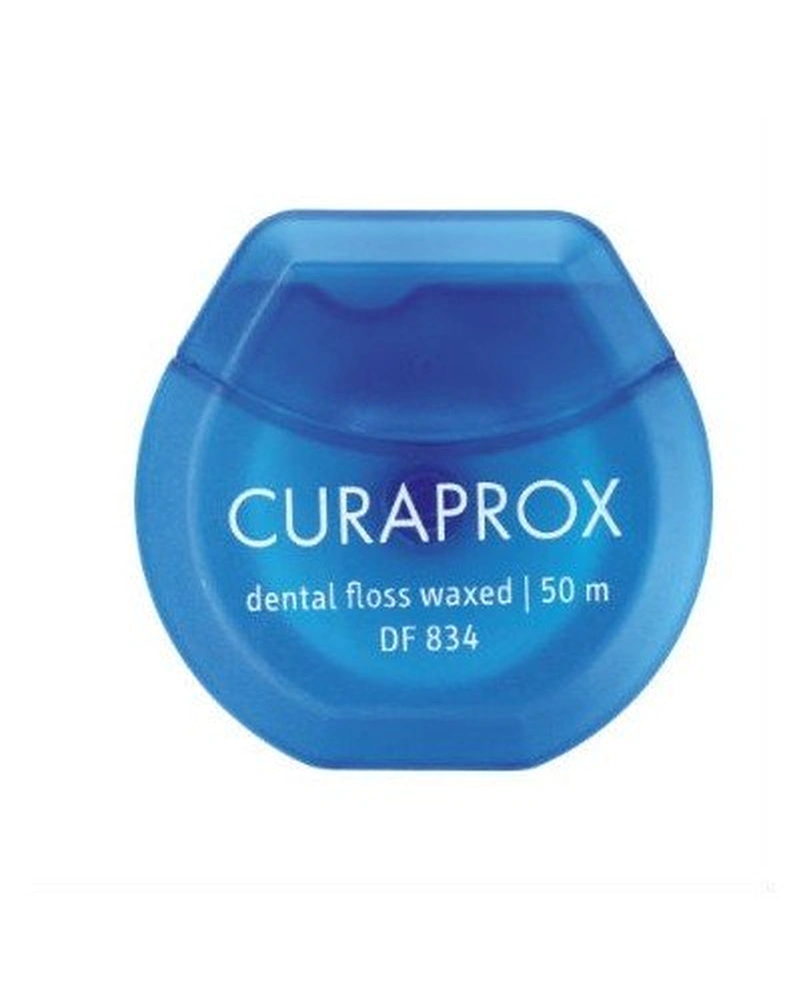 CURAPROX DENTAL FLOSS WAXED -  НИТКА МІЖЗУБНА ВОЩЕНА З АРОМАТОМ М`ЯТИ, 50 М