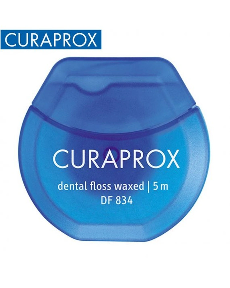 CURAPROX DENTAL FLOSS WAXED ( DF 834  mini ) -  НИТКА МІЖЗУБНА ВОЩЕНА З АРОМАТОМ М`ЯТИ, 5 М