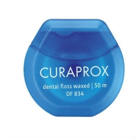 CURAPROX DENTAL FLOSS WAXED -  НИТКА МІЖЗУБНА ВОЩЕНА З АРОМАТОМ М`ЯТИ, 50 М