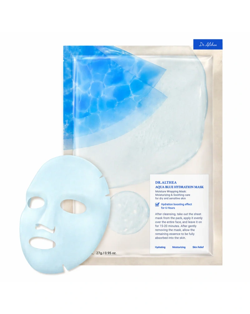 Зволожуюча тканинна маска для обличчя з азуленом і агавою dr. althea aqua blue hydration mask