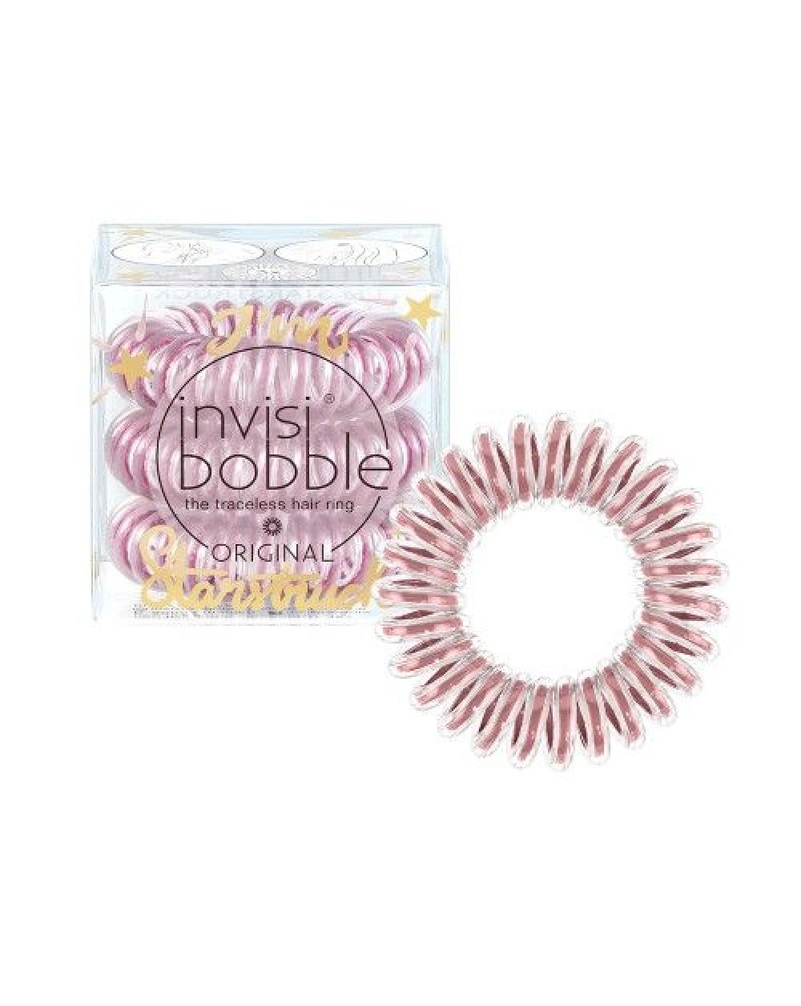 INVISIBOBBLE ORIGINAL BELLA ROSE GALAXY - РЕЗИНКА-БРАСЛЕТ ДЛЯ ВОЛОС (МЕРЦАЮЩИЙ РОЗОВЫЙ), 3 ШТ.