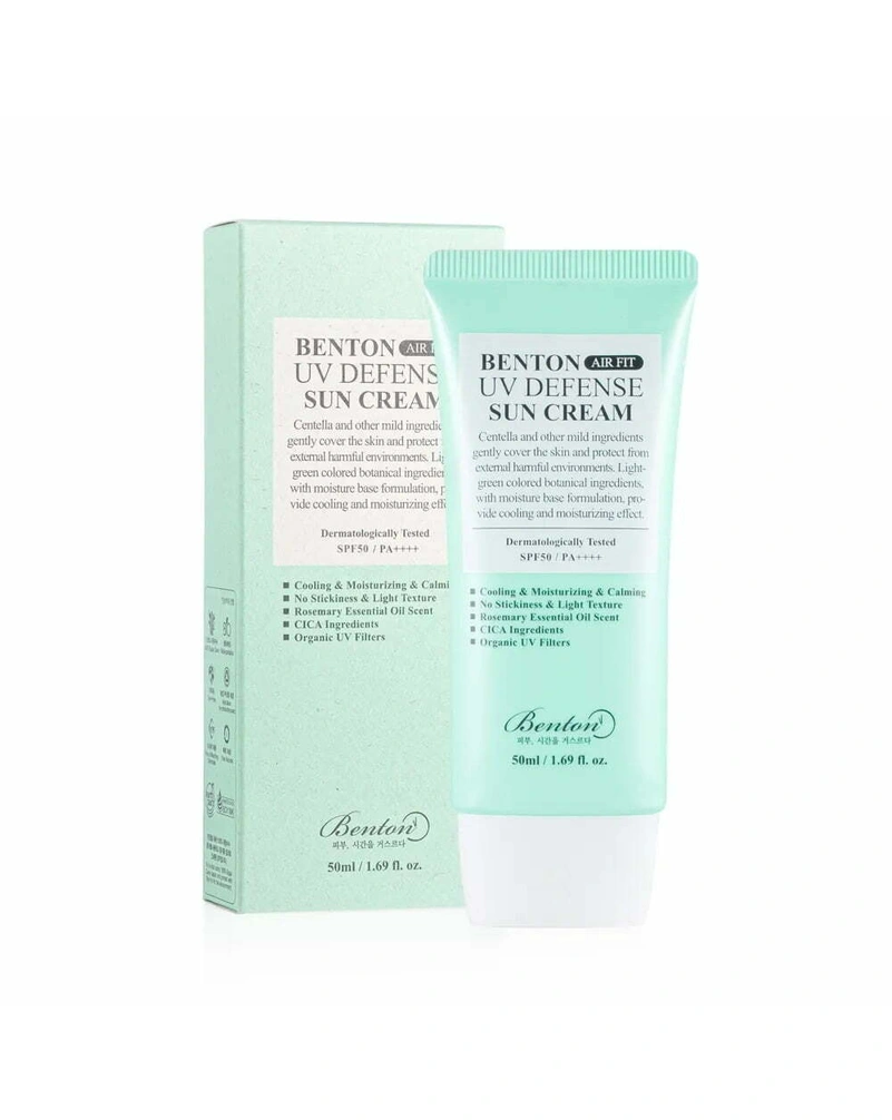 Сонцезахисний крем з центелою для обличчя benton air fit uv defense sun cream spf50+/pa++++, 50 мл