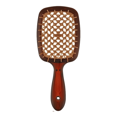 Щітка для волосся коричнева з бежевим Janeke Superbrush The Original Italian Patent Silver