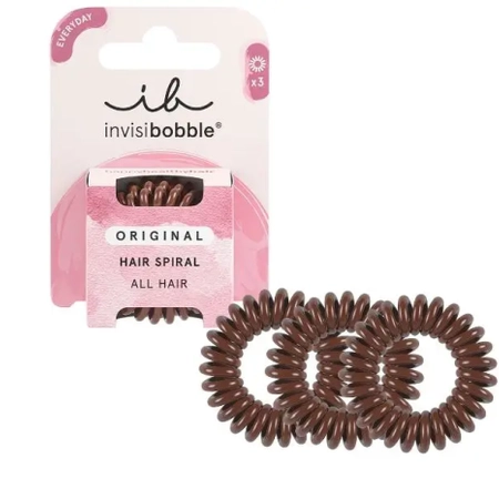 Invisibobble ORIGINAL Pretzel Brown - Резинка-браслет для волосся (коричневі), 3 шт.