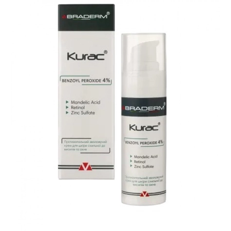 Активний протизапальний крем з бензоїл пероксидом 4% Braderm Kurac Cream, 30 мл