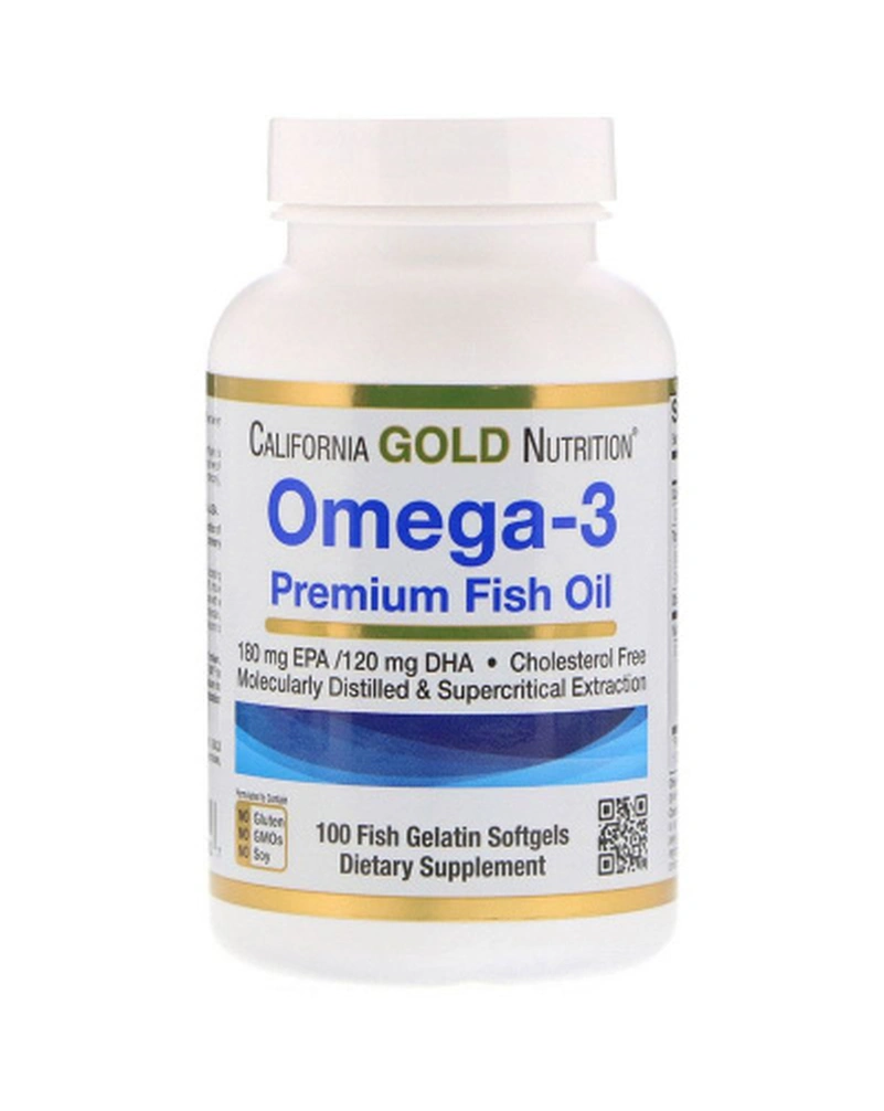 CALIFORNIA GOLD NUTRITION, ОМЕГА-3, РИБ'ЯЧИЙ ЖИР ПРЕМІАЛЬНОЇ ЯКОСТІ, 100 РИБНО-ЖЕЛАТИНОВИХ КАПСУЛ